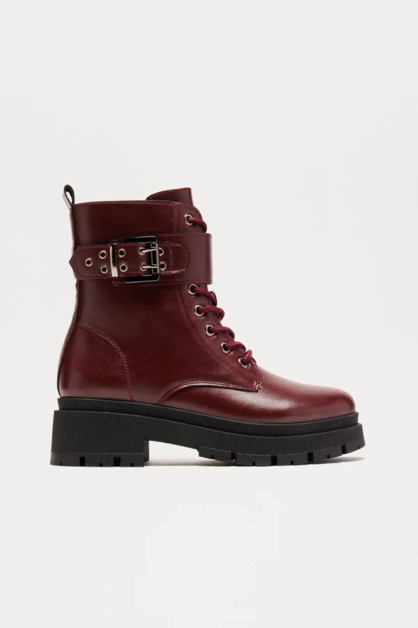 Tory Combat Boots - Burgundy - Image 4